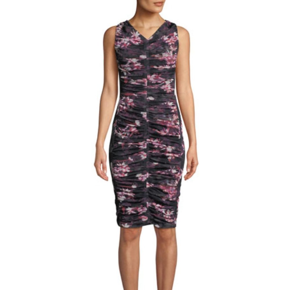 Black Halo "Yasmin" floral-print mesh dress 2